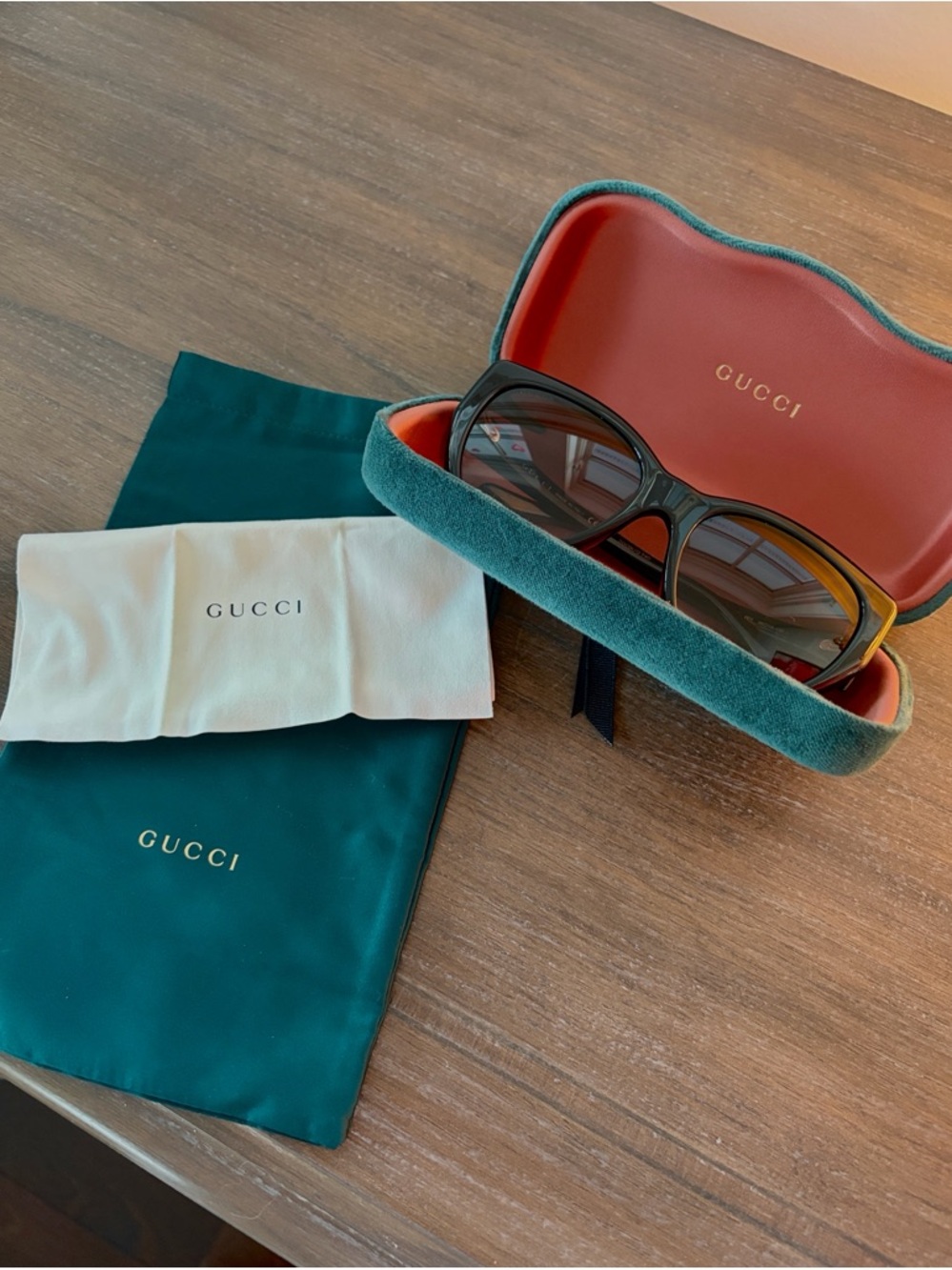 Gucci Black Gradient Women's Sunglasses with Green Velvet Case